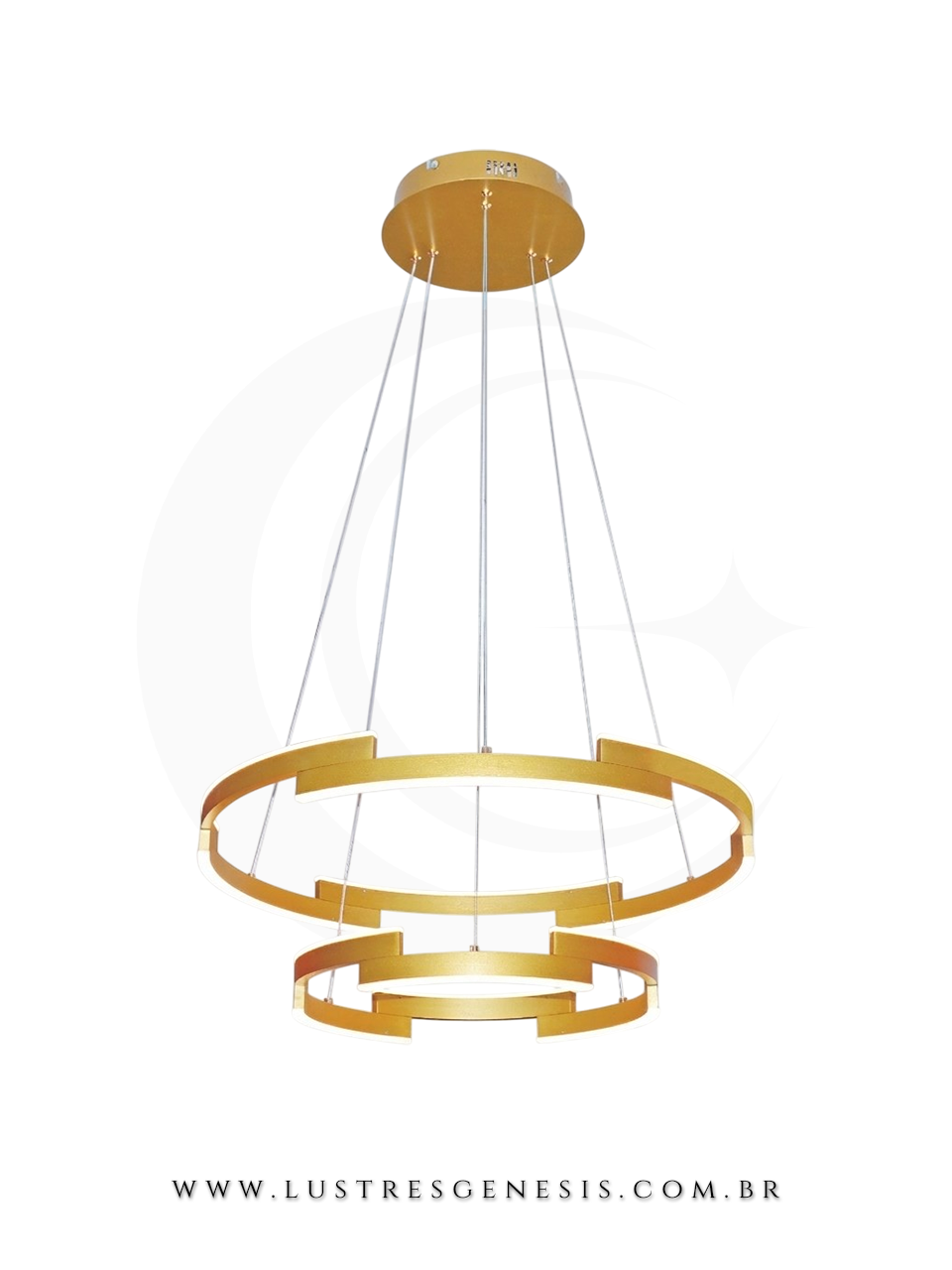 Lustre Pendente LED Contemporaneo DCD03158 Dourado Bivolt 78W 3000K &Oslash;40x60cm, Sala de Estar, Suite Master, Sala de Jantar